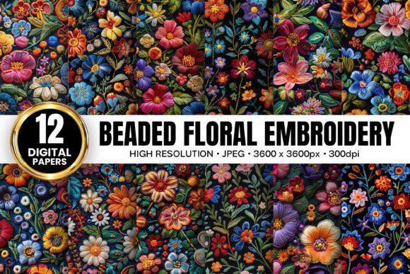 Beaded Floral Embroidery Digital Papers Review
