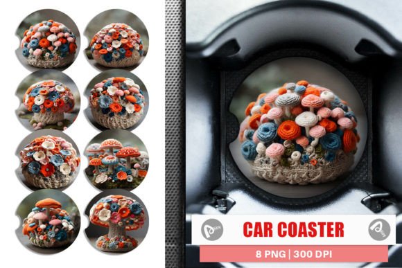 Car Coaster Mushromm Embroidery