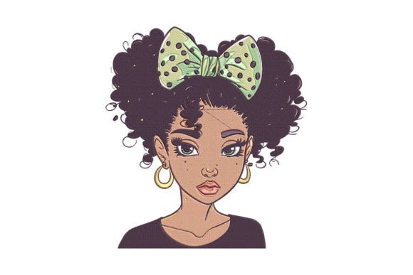 Cute Black Girl Embroidery