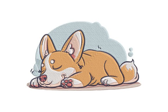 Cute Corgi Dog Sleeping Embroidery