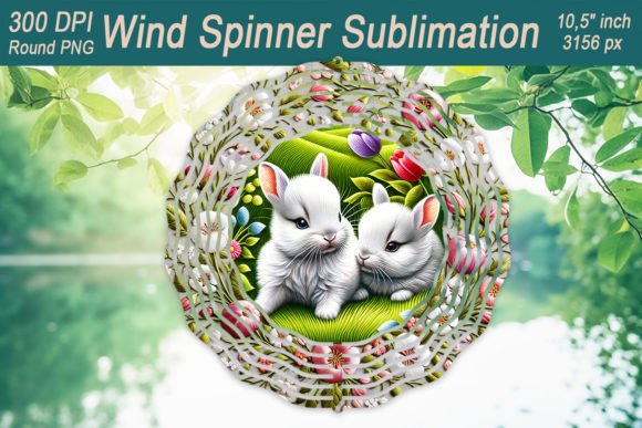 Easter Embroidery Bunny Wind Spinner