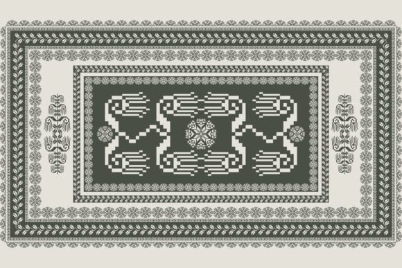 Ethnic Floral Embroidery Rug Pattern