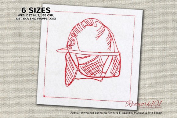 Firefighter Helmet Bluework Embroidery