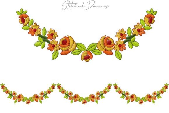 Floral Motif Digital Embroidery Borders