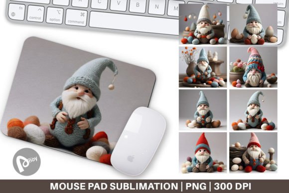 Mouse Pad Easter Gnome Embroidery
