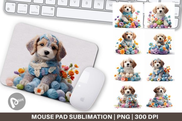 Mouse Pad Puppy Easter Embroidery