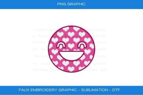 Review: Smiley Face Hearts Pink Faux Embroidery Design
