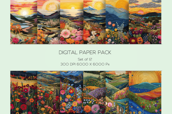 Summer Landscape Embroidery Paper Set
