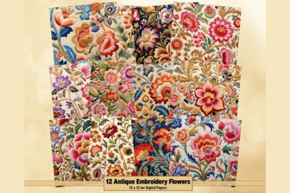 Vintage Embroidery Flowers Digital Paper Review